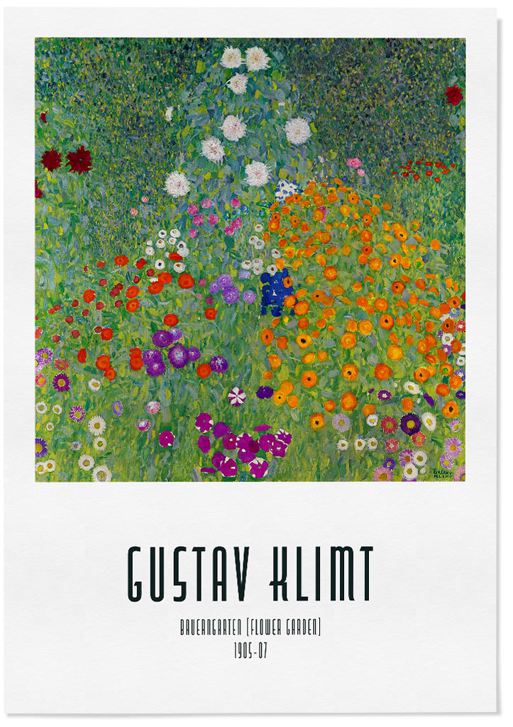 Gustav Klimt art poster showing his painting 'Bauerngarten' from 1907.