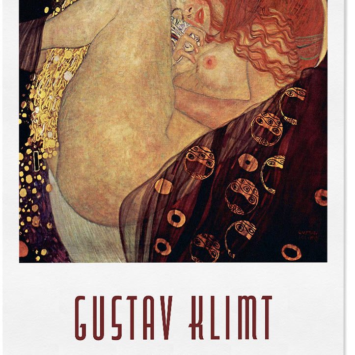 Gustav Klimt poster featuring his artwork 'Danaë' from 1907.