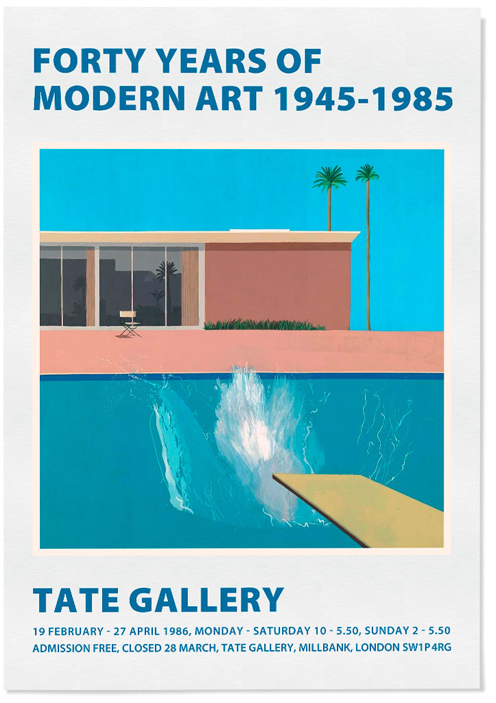 David Hockney - A Bigger Splash Exhibition Poster (White)