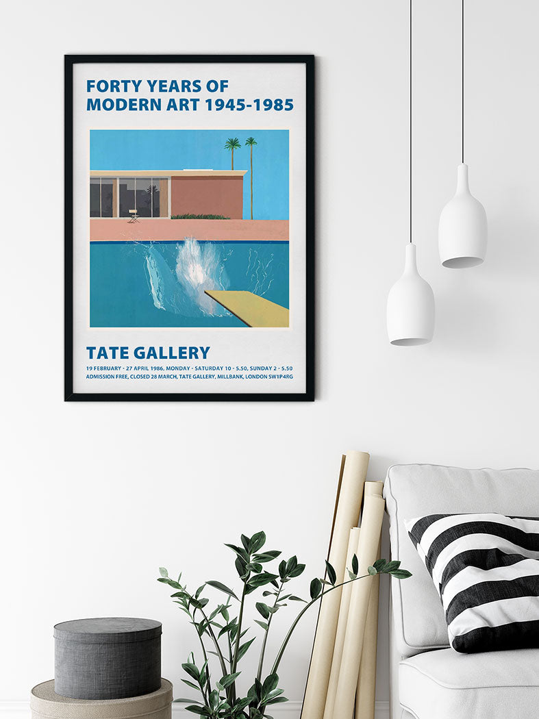 David Hockney - A Bigger Splash Exhibition Poster (White)