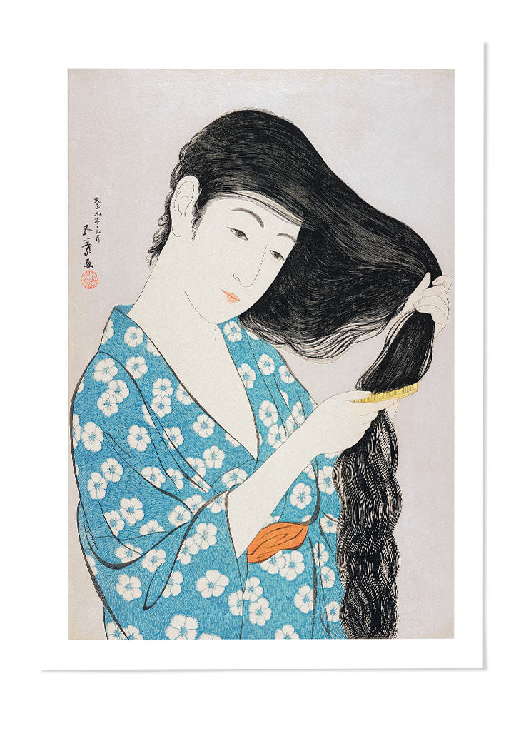 Woman Combing Her Hair Art Print by Goyō Hashiguchi