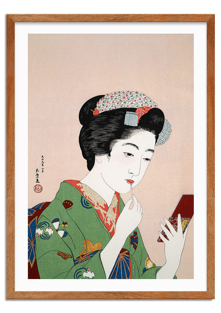 Woman Applying Rouge Art Print by Goyō Hashiguchi