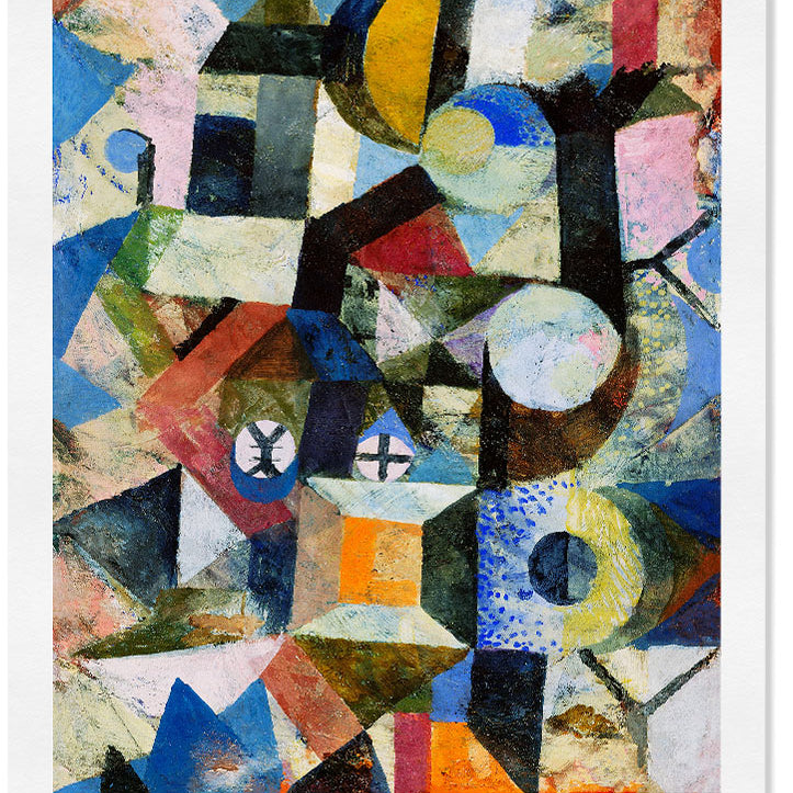 Paul Klee poster featuring his artwork `Composition with the Yellow Half-Moon and the Y`