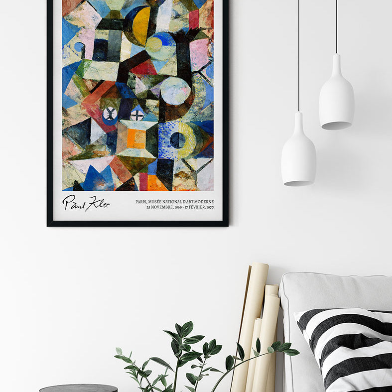 Paul Klee poster featuring his artwork `Composition with the Yellow Half-Moon and the Y`.Paul Klee poster featuring his artwork `Composition with the Yellow Half-Moon and the Y`