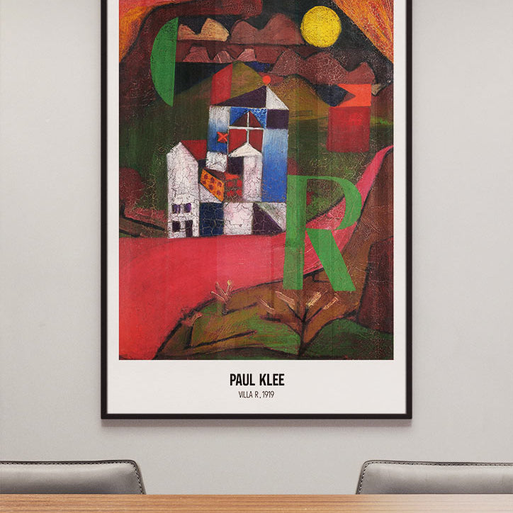 Abstract art poster featuring Paul Klee's 'Villa R' painting. 