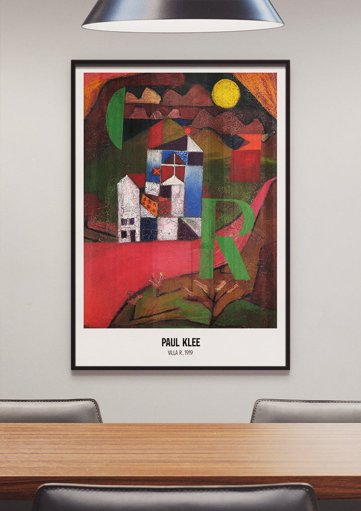 Abstract art poster featuring Paul Klee's 'Villa R' painting. 