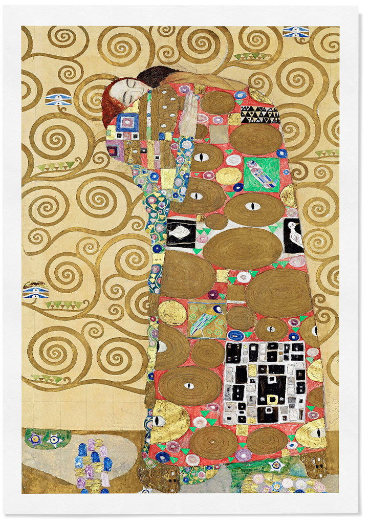 Gustav Klimt art print featuring his artwork 'Fulfilment' from 1905.