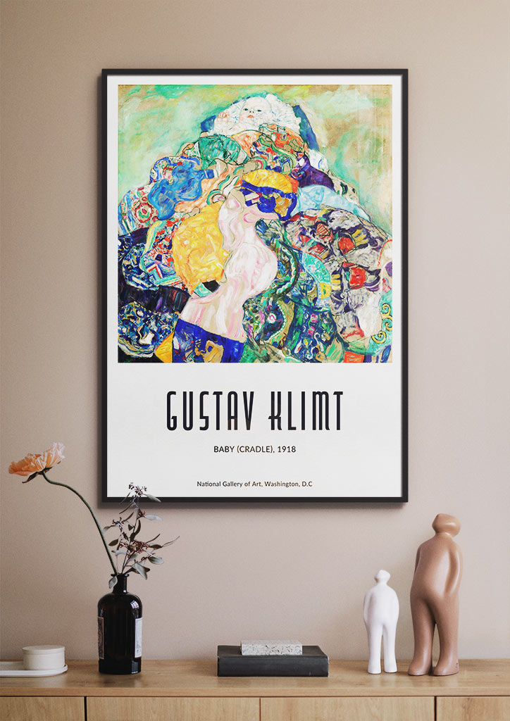 Gustav Klimt poster featuring his artwork 'Baby (Cradle)' from 1917