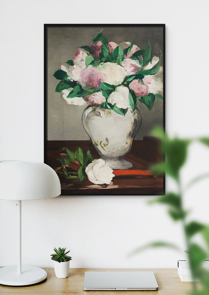Édouard Manet art print featuring his painting 'Peonies' from 1882. 