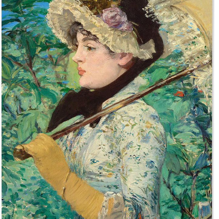 A beautiful art poster by Édouard Manet featuring his painting Spring (Jeanne) from 1881.