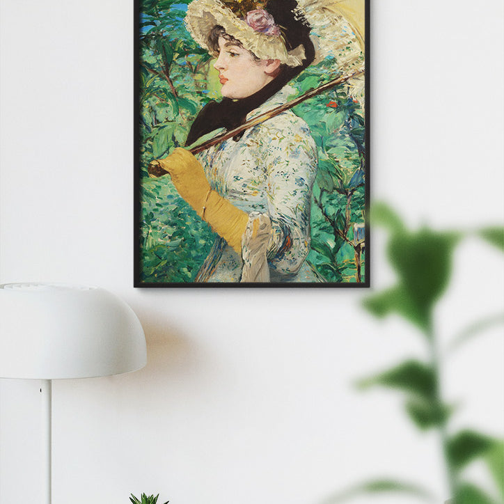 A beautiful art poster by Édouard Manet featuring his painting Spring (Jeanne) from 1881.