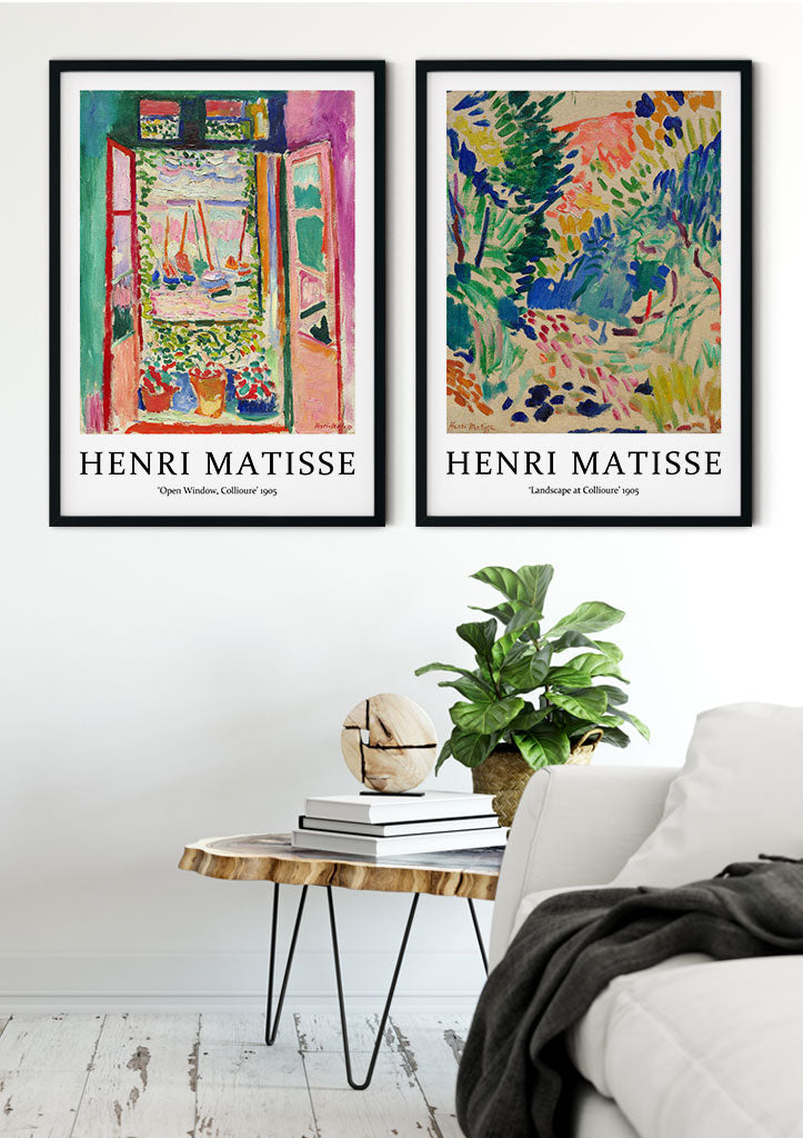 Henri Matisse Art Print Set - Open Window and Landscape at Collioure