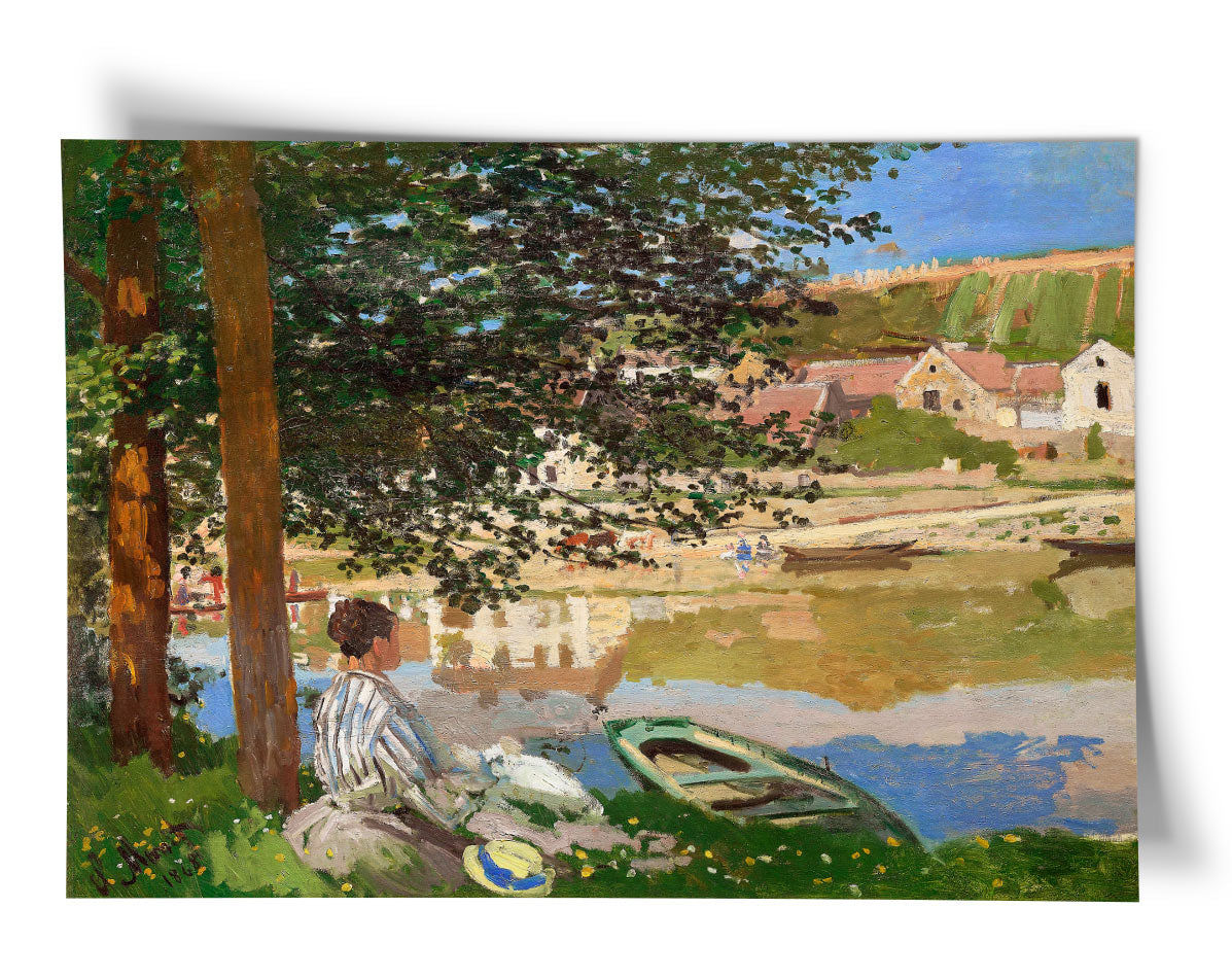 A beautiful Monet exhibition poster showing his painting 'On the Bank of the Seine, Bennecourt'.