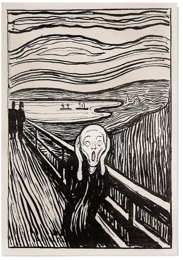 Edvard Munch 'The Scream' Black and White Poster