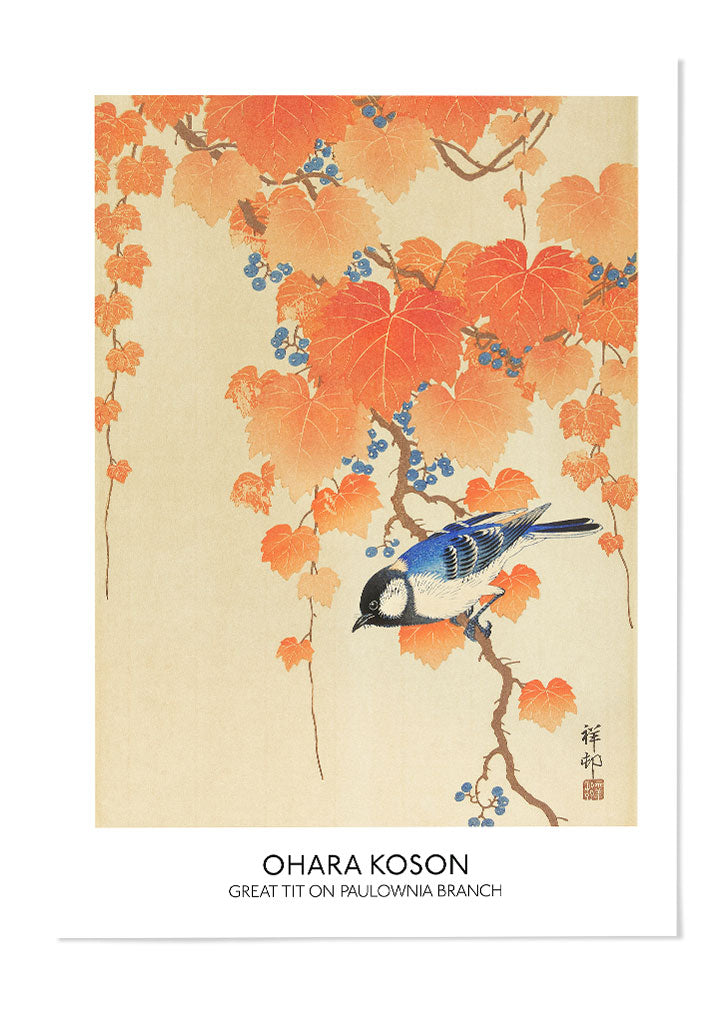 Ohara Koson Print - Great Tit on a Branch