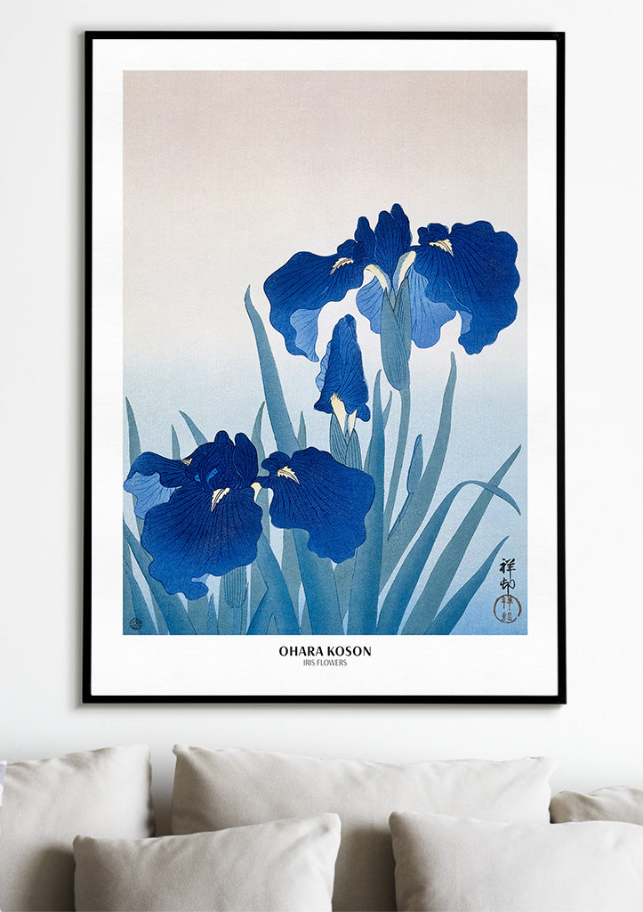 Vitage Flower Print - Irises by Ohara Koson