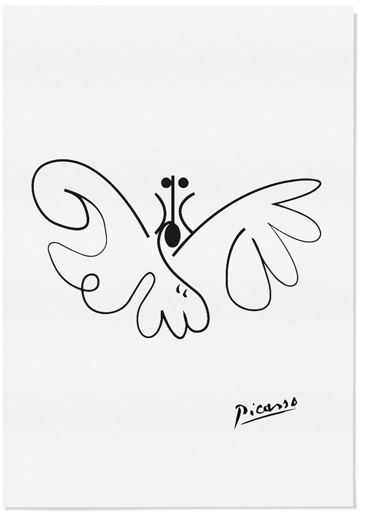 Pablo Picasso Line Art Poster - Butterfly