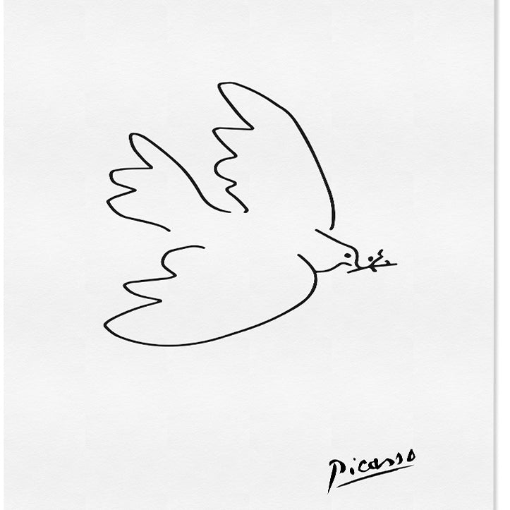 Pablo Picasso art poster showing his drawing the 'Dove of Peace'. 