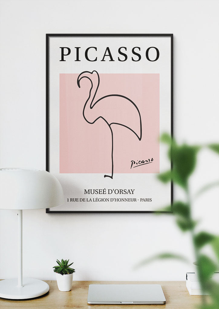 Picasso Line Art Drawing - Flamingo
