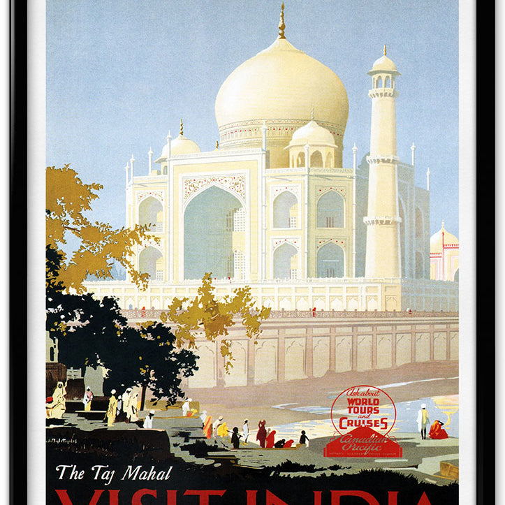 Retro Travel Poster of India, Taj Mahal