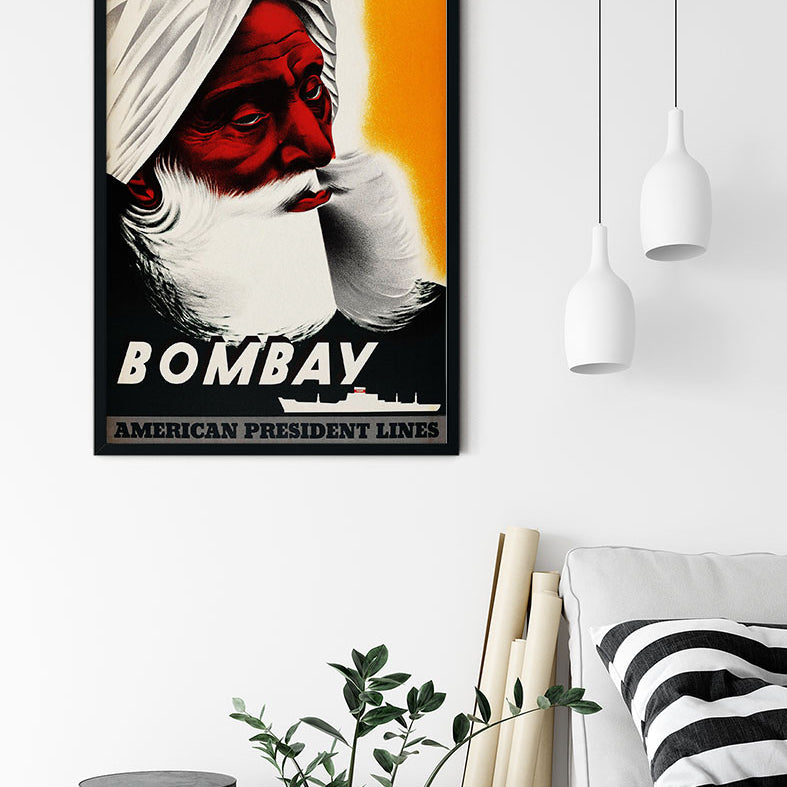 Bombay India Retro Travel Poster