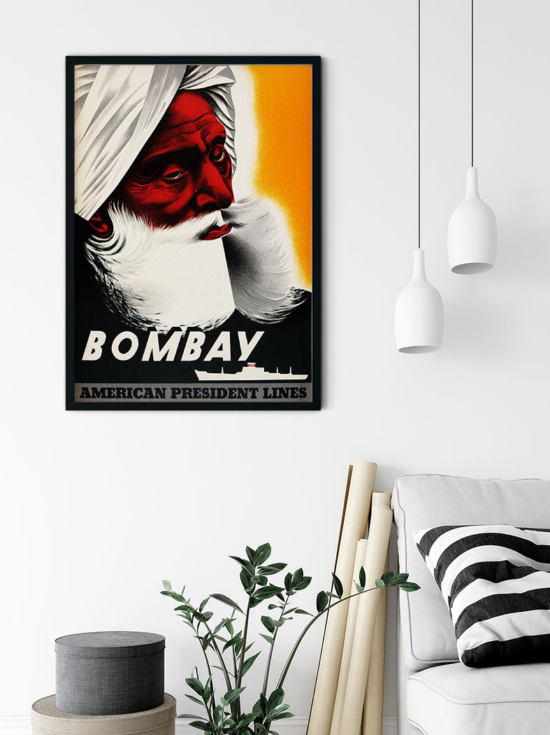 Bombay India Retro Travel Poster