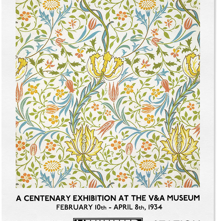 William Morris floral illustration yellow and green colours
