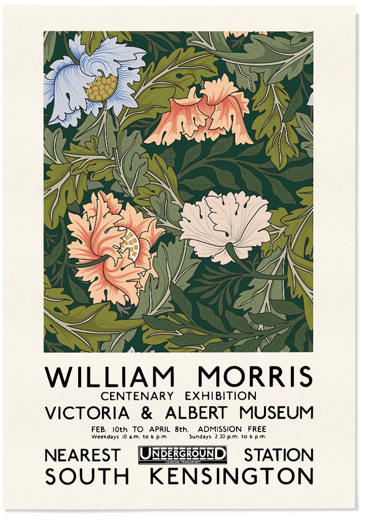 William Morris - Green Floral Exhibition Poster