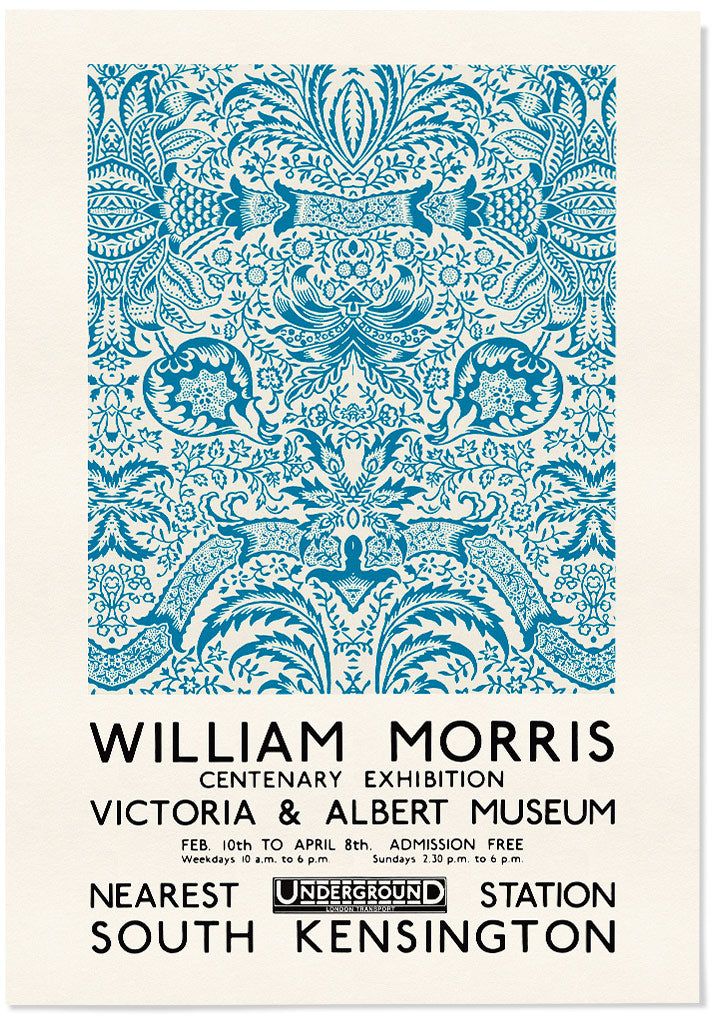 William Morris Print with Blue Floral Pattern