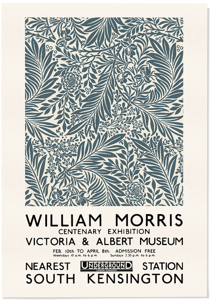 William Morris Larkspur Exhibition Poster (Grey)