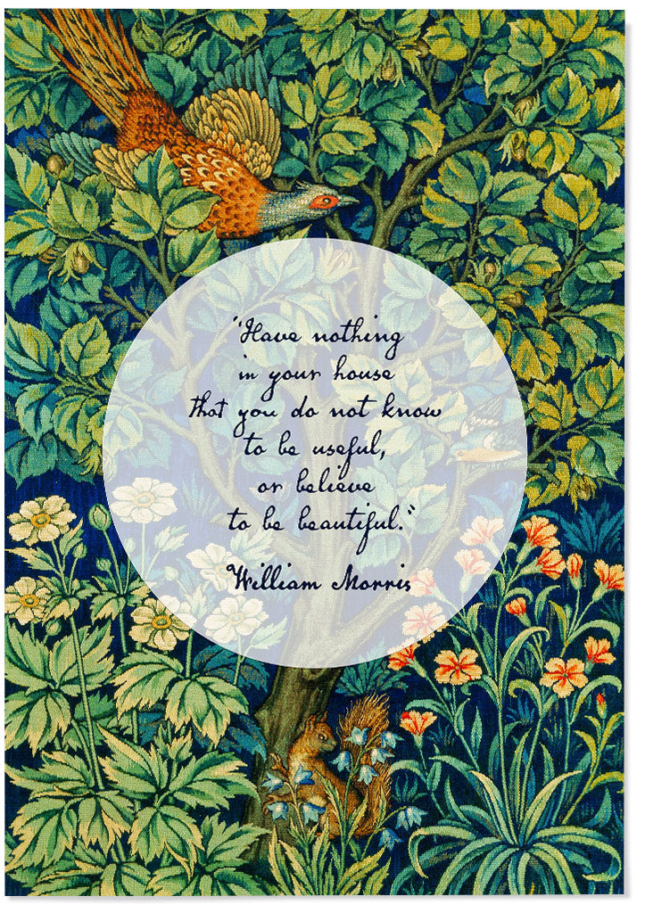 William Morris Inspirational Quote Poster, Cock Pheasant
