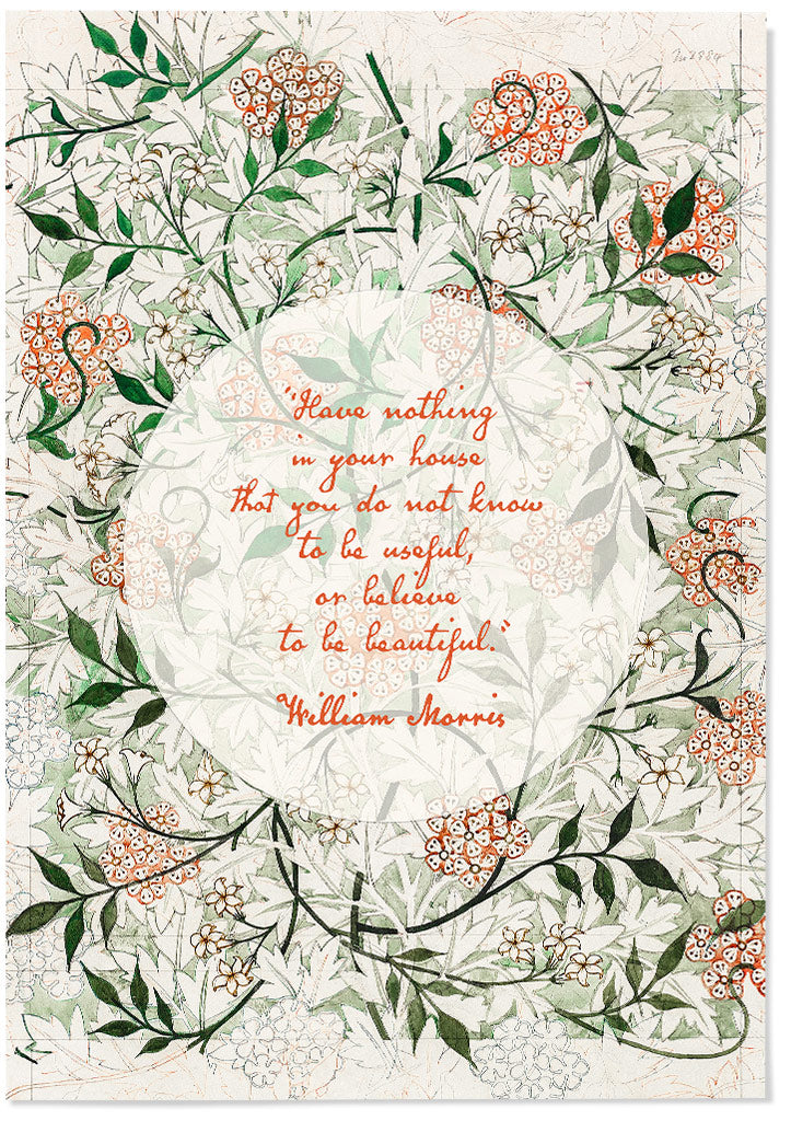William Morris Inspirational Quote Poster - Jasmine Design