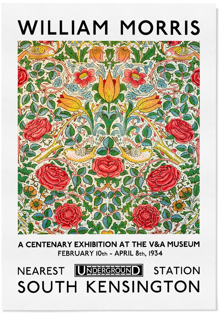 Rose by William Morris - Vintage Art Exhibition Poster