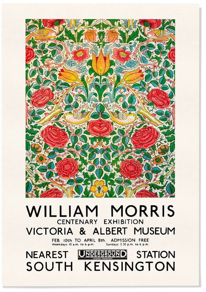 William Morris Rose and Birds Exhibition Poster