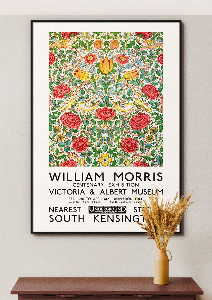 William Morris Rose and Birds Exhibition Poster