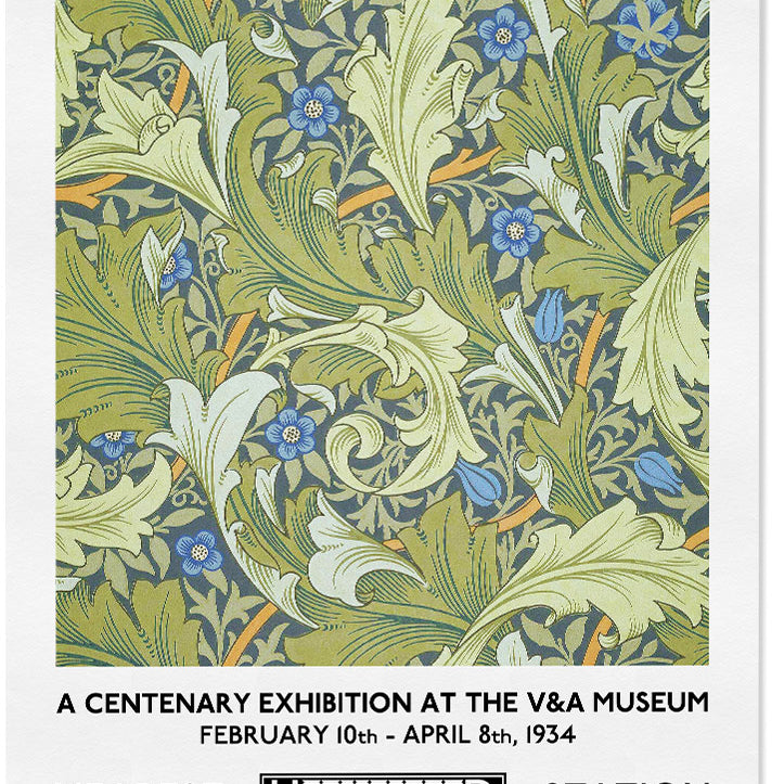 Granville floral print by William Morris in green and blue