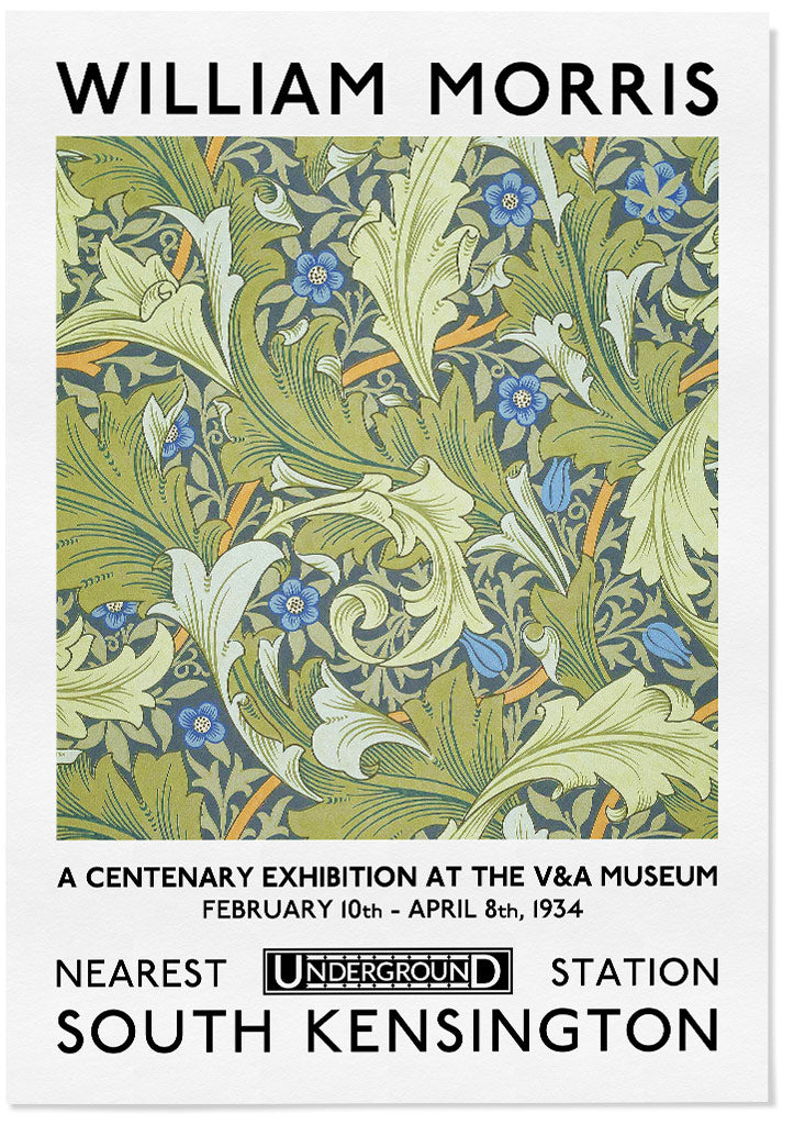 Granville floral print by William Morris in green and blue